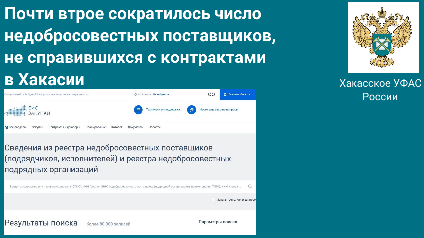 Почти втрое сократилось число недобросовестных поставщиков,  не справившихся с контрактами в Хакасии